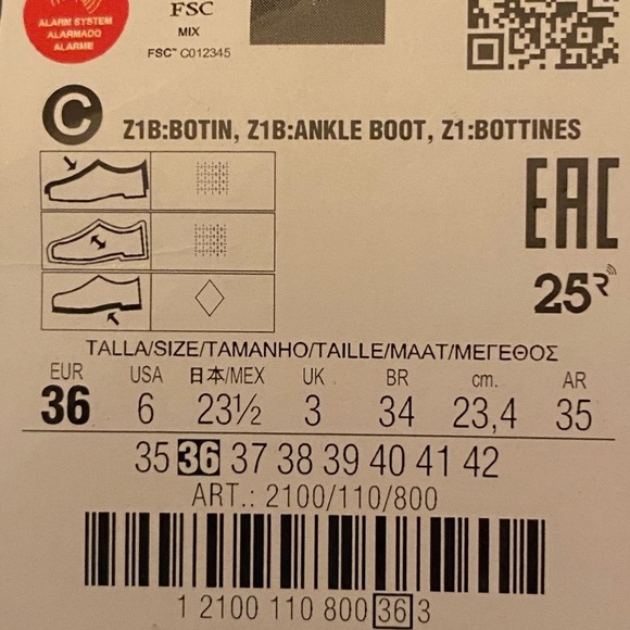 NWT. Zara Black High Heel Fabric Rhinestone Toe Ankle Boots. Size 6. - Picture 7 of 8